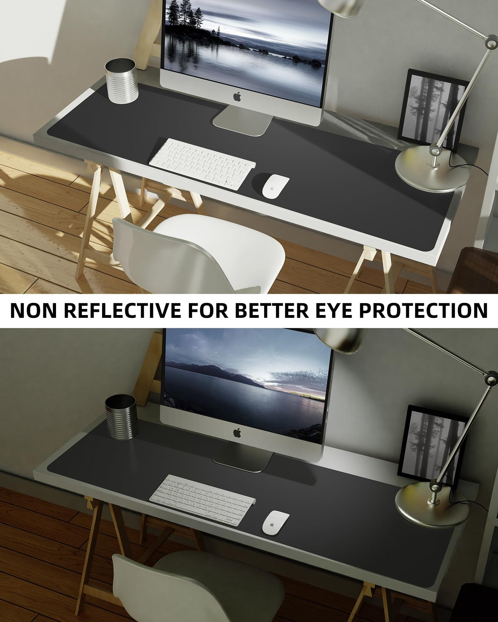 Large Desk Pad Mat Mouse Office  Non-slip Pu Leather Blotter Waterproof For Office/home/decor (black 48" X 17")