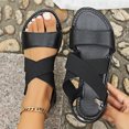 thumbnail image 2 of Xfvqtps Womens Flat Sandals Open Toe Slip on Double Cross Elastic Straps Solid Color Simple Non Slip Breathable Lightweight Casual Fashion Summer Leather Sandals Black, 2 of 8