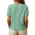 thumbnail image 6 of Favoffer Women's Washed Crinkle Linen Blend Shirt Boho Embroidered Tunic Short Sleeve V Neck Loose Fit Peasant Top Elegant Daily Summer Beach Holiday Blouse, 6 of 6