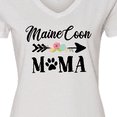 thumbnail image 4 of Inktastic Maine Coon Mama with Flowers and Arrow Women's V-Neck T-Shirt, 4 of 5
