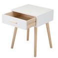 thumbnail image 4 of Topcobe 1 Drawer Minimalist Bedside Table for Sofa Couch, Set of 2 Modern Design Nightstand for Bedroom Living Room, Easy Assembly Rectangle End Side Table for Home Office with Wood Legs, White, 4 of 10