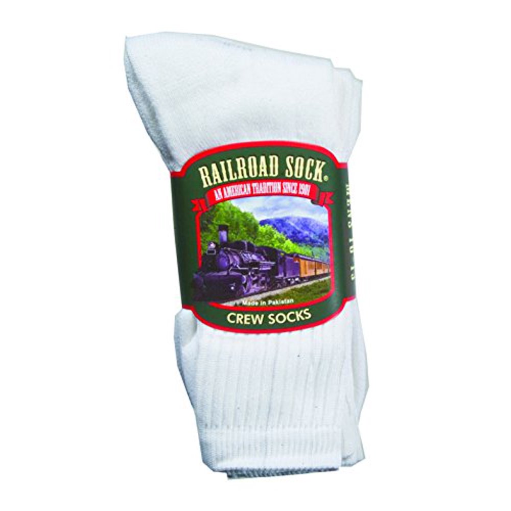 Railroad Sock Men's Crew Socks, White 1 Pkg