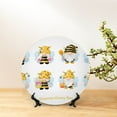 thumbnail image 6 of Easygdp Gnomes Honey Bee Bone China Decorative Plate Ceramic Dinner Plates Art Crafts with Display Stand-8in, 6 of 6