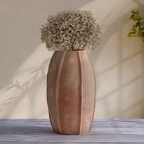 BIDK Home Vertical Ridge Sculpted Terracotta Vase - 12.5" - Brown