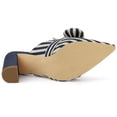 thumbnail image 5 of BLISSFUL STEP Women's Stripe Bow Block Heel Slides Mules, 5 of 5