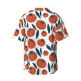 thumbnail image 5 of Uemuo Hand Drawn Tomatoes Pattern Cotton Linen Short Sleeve Shirts,Casual Lightweight Button Down Shirts,Vacation Beach Summer Tops-, 5 of 7
