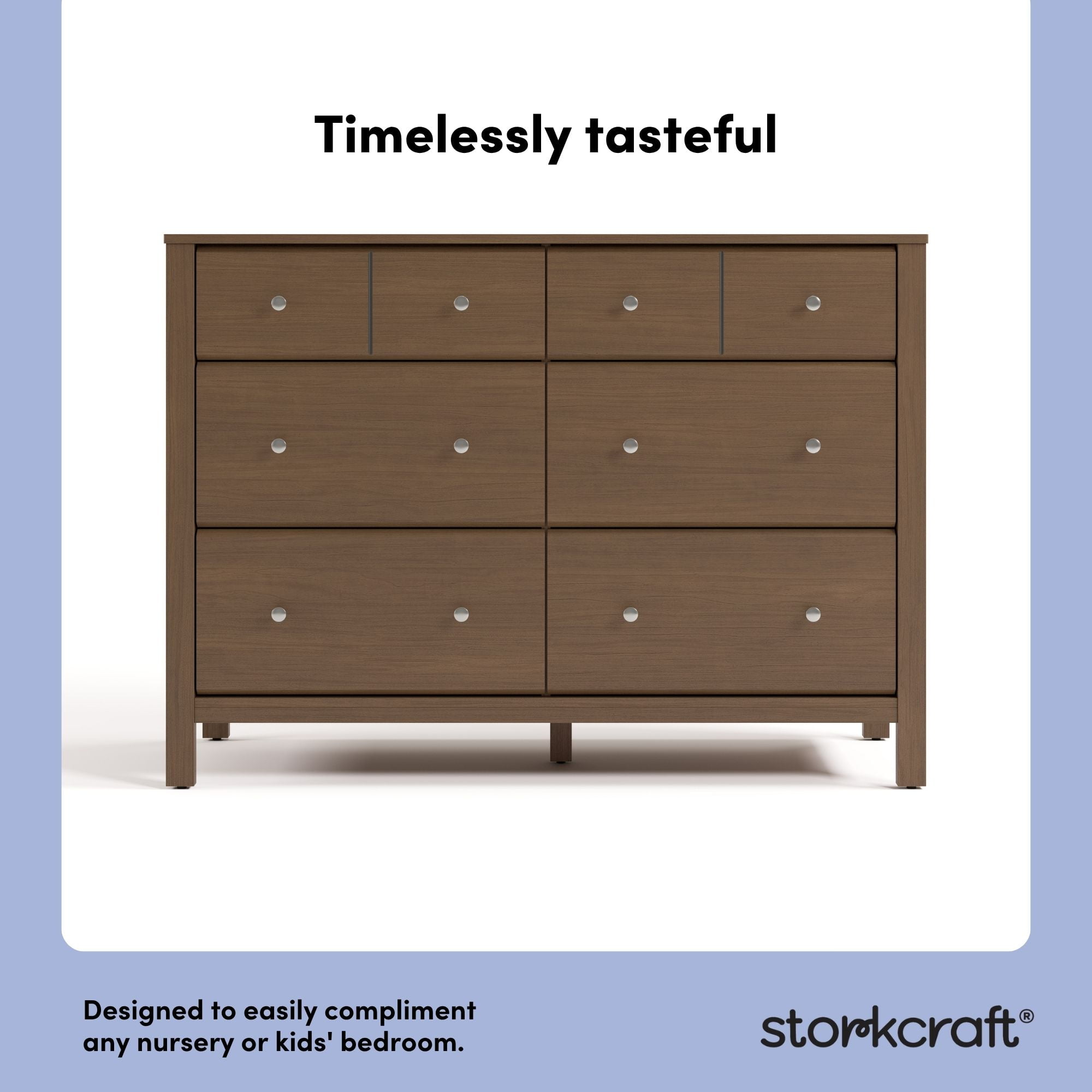 Storkcraft Horizon 6 Drawer Nursery Double Dresser, Hazelnut