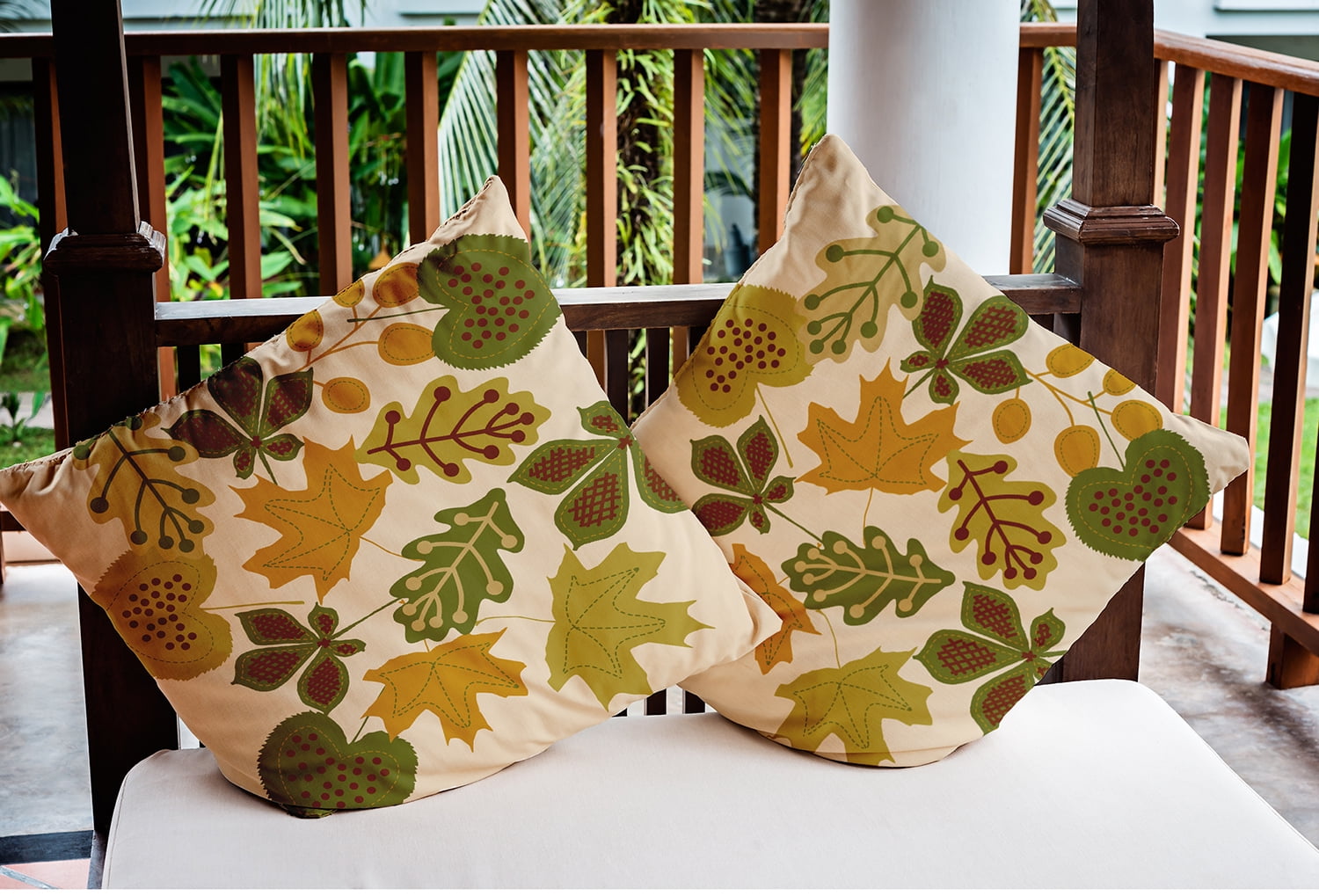 16" x 16" Simply Daisy Fall Leaves Polyester Indoor/Outdoor Pillow, Autumn Gold Qty 1