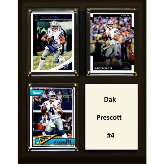 C&I Collectables 810PRESCOTT3C NFL 8 x 10 in. Dak Prescott Dallas Cowboys Three Card Plaque