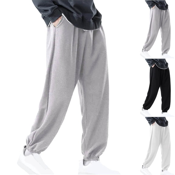 Elastic Waist Mens Active Athletic Workout Jogger Sweatpants for Men with Pocket Lightweight Outdoor Hiking Solid Color Pants Tapered Sweatpants Expandable Waist Relaxed Fit Sweatpants