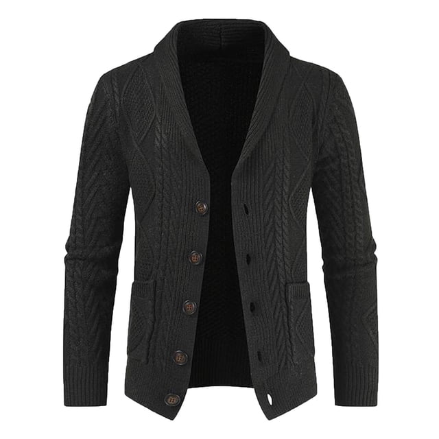 CEHVOM Cardigan à Manches Longues à Boutons Simples pour Hommes avec Poches et Col Rabattu