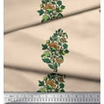 thumbnail image 2 of Soimoi Polyester Crepe Fabric Leaves & Floral Block Print Fabric by Yard 52 Inch Wide, 2 of 3