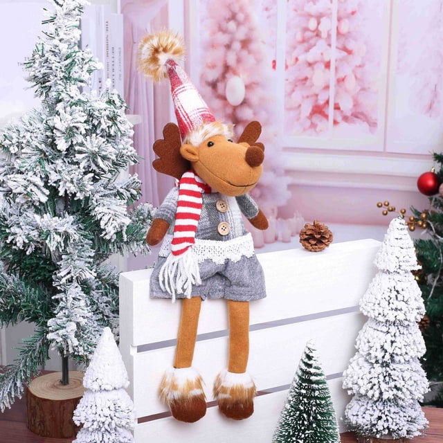 Ganfancp Adorno Navideño de Tela Roja para Muñecas de Piernas Largas Rebajas Hoy Liquidación 1* Adorno de Muñeca