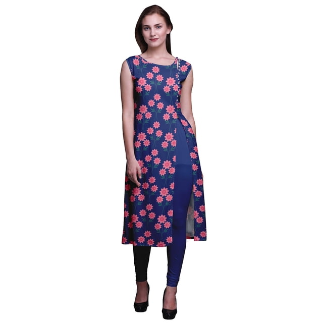 Bimba Printed Side Slit Straight KurtisForWomen Sleeveless Summer Kurta