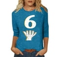 thumbnail image 2 of Cutuoiiu Women's Number 6 Number 7 Matching 67 Casual 3/4 Sleeve Round Neck Pullover Tops Gifts, 2 of 5