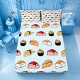 thumbnail image 5 of meiyoeat Sushi Cat Print Bed Sheets,Cute Food Pattern Full Size Sheets For Girl,4-Piece,1 Flat Sheet,1 Fitted Sheet and 2 Pillowcases, 5 of 6