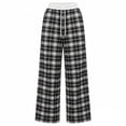 thumbnail image 7 of Iyufng Plus Size Women Checkered Wide Leg Pants Summer Elastic Waistband Casual Trousers, 7 of 7