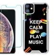 thumbnail image 1 of For Apple iPhone 11 Case, Hybrid Bumper Phone Case, with Tempered Glass Screen Protector, by OneToughShield ® - Keep Calm Music, 1 of 3