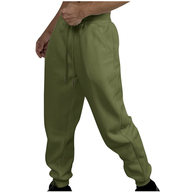FAIWAD Men's Cargo Fleece Sweatpants Drawstring Stretch Elastic Waist Jogger Solid Color Sports Trousers