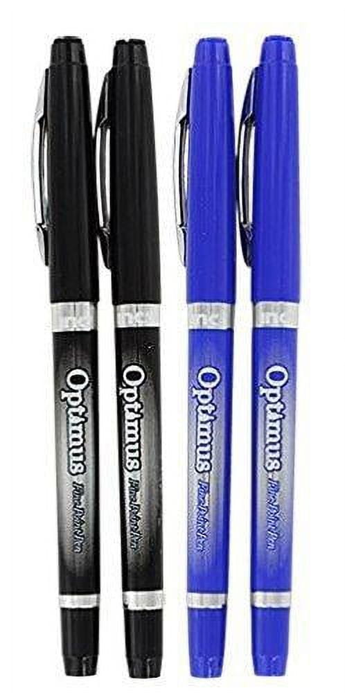 653020607713 I-N-C Optimus 4 Felt Tip Fine Point Pens 2 Black/2 Blue - No  Bleed Ink