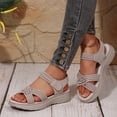 thumbnail image 5 of Bkhluea Women Woven Strap Sandals Wedge Platform Slide Shoes Summer Casual Daily Walking Beach Vacation Shopping Stylish Non Slip Flexible, 5 of 7