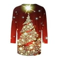 thumbnail image 4 of Wdfiry Plus Size Christmas Shirts for Women Xmas Tree Print Holiday Tops 3/4 Sleeve Crewneck Tunic Blouses, 4 of 4