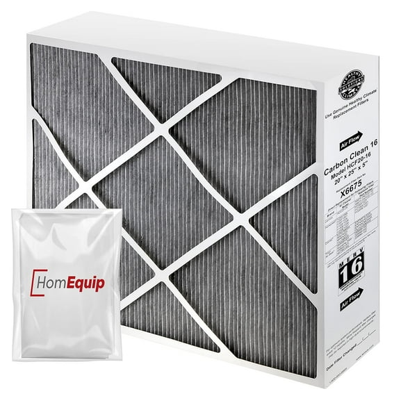 Lennox 20x25x5 Furnace Filter, X6675 Filter Replacement, Merv 16 Carbon Clean Filter Media with Homequip Disposal Bag 1-Pack (Actual Size: 19.8 x 24.8 x 4.3 Inches)
