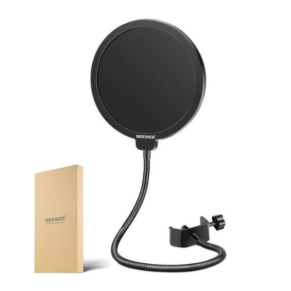 Neewer Professional Microphone Pop Filter, Dual Layered Wind Screen With 360° Flexible Gooseneck & Clip Stabilizing Arm