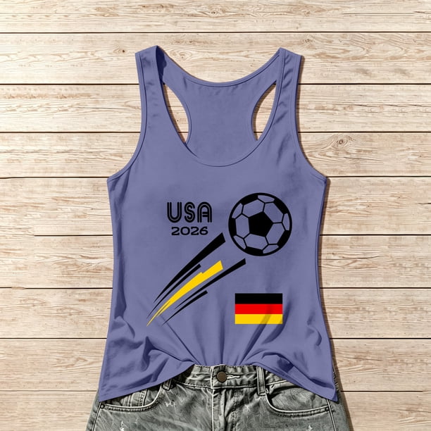 Women's Football Graphic Tank Tops, Women's Sleeveless Running Tank Top, Breathable Lightweight Sports Vest for Workout, Gym, Yoga, Training for Soccer Tournament 2026 Purple Size: S