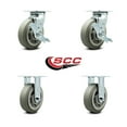 thumbnail image 2 of 6 Inch Thermoplastic Rubber Caster Set with Roller Bearings 2 Brakes 2 Rigid SCC, 2 of 2