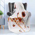 thumbnail image 4 of Coffee Art Soft Flannel Fleece Throw Blanket, Be Outgoing and Sociable Inspiration Hot Drink Friendly Giraffe, Cozy Plush for Indoor and Outdoor Use, 60" x 80", Brown Orange Black, by Ambesonne, 4 of 5