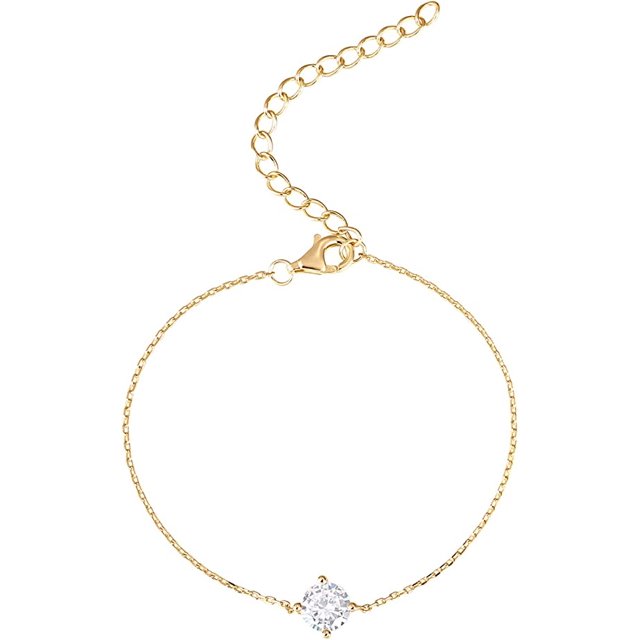 Pulsera Vermeil con Circonita Cúbica y Diamante Solitario Pulseras para Dama de Honor Pulseras Vermeil para Mujer
