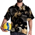 thumbnail image 4 of Bats Men's Short Sleeve Beach Shirts Button Down Poplin Casual Printed Summer Unisex, 4 of 6