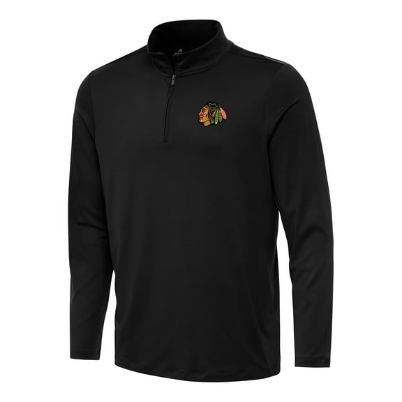Men's Antigua Black Chicago Blackhawks Reprocess Quarter-Zip Top