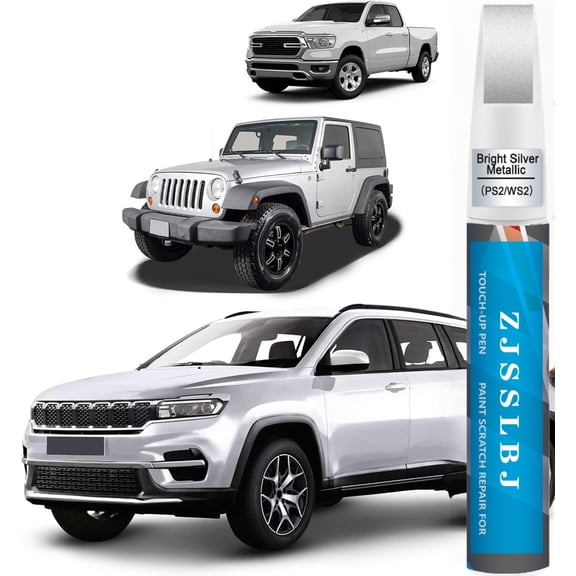 PS2/WS2 Bright Silver Metallic Touch Up Paint Compatible with JeepExact Match 2 in 1 Touch up Paint for Chips and Nicks Repair