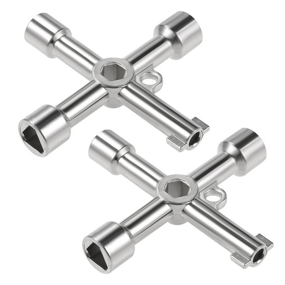 Electrical Cabinet Key, 4-Way Multi-functional Triangle/Square Water Meter Box Safety Key 2Pcs