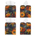 thumbnail image 2 of Uemuo Sunflowers Tissue Box Cover Holder, Square with Bottom Belt - PVC Leather Decorative Organizer for Tabletop, Bathroom, Car, Office, 2 of 8