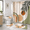 Abstract & Geometry, variant on 4-Piece Leaves & Geometry Bathroom Linen Accessory Set with Shower Curtain and Rugs