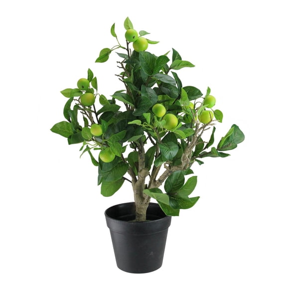 23" Artificial Potted Bonsai-Style Decorative Green Apple Tree