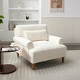 thumbnail image 2 of GDF Studio Boucle Upholstered Accent Chair, with Pillow Wood Frame and Legs, Beige, 2 of 9
