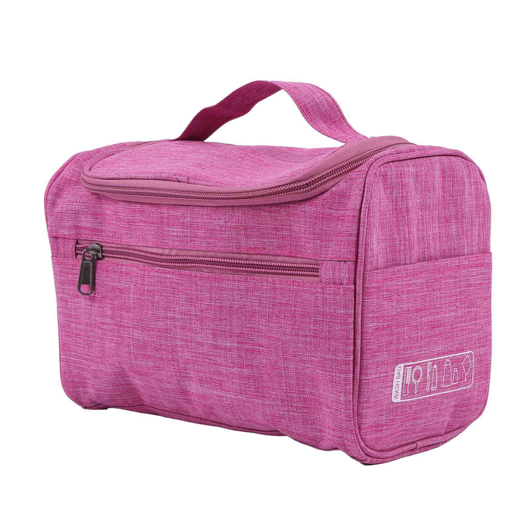 Red Double Zipper Women Cosmetic Case Portable Makeup Bags