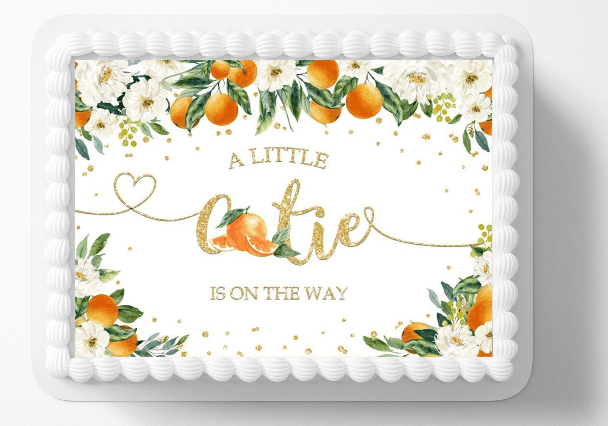 Cutie On The Way Cuties Oranges Themed Baby Shower Edible Image Edible