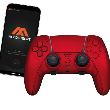 Red MODDEDZONE Custom Modded EDGE Controller for PS5 & PC With Mobile App Controlled Smart Anti-Recoil and Rapid Fire Mods