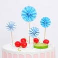 thumbnail image 2 of fastboy 4pcs Paper Fans Decoration Birthday Party Gold Cake Topper Set Colorful Round Cakes Topper, Blue, 2 of 5
