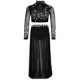 thumbnail image 3 of TiaoBug Modern Dance Dress for Girls Shiny Rhinestone Long Sleeve Crop Top with Skirt Lyrical Dance Outfits Black 8, 3 of 6