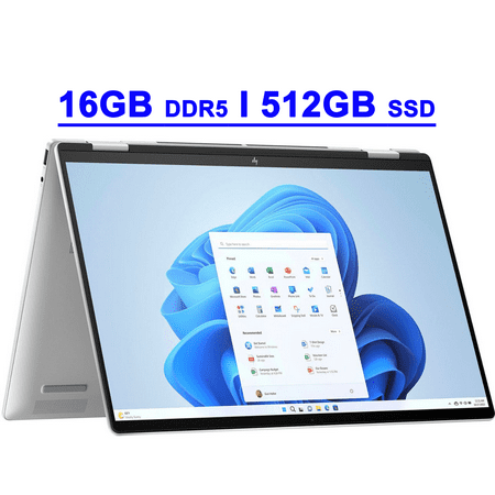 HP Envy x360 Premium 2-in-1 AI PC Laptop 16" WUXGA IPS Touchscreen Intel 12-core Ultra 5 125U 16GB DDR5 512GB SSD Backlit Thunderbolt USB-C Poly Studio Privacy Camera Win11 Silver