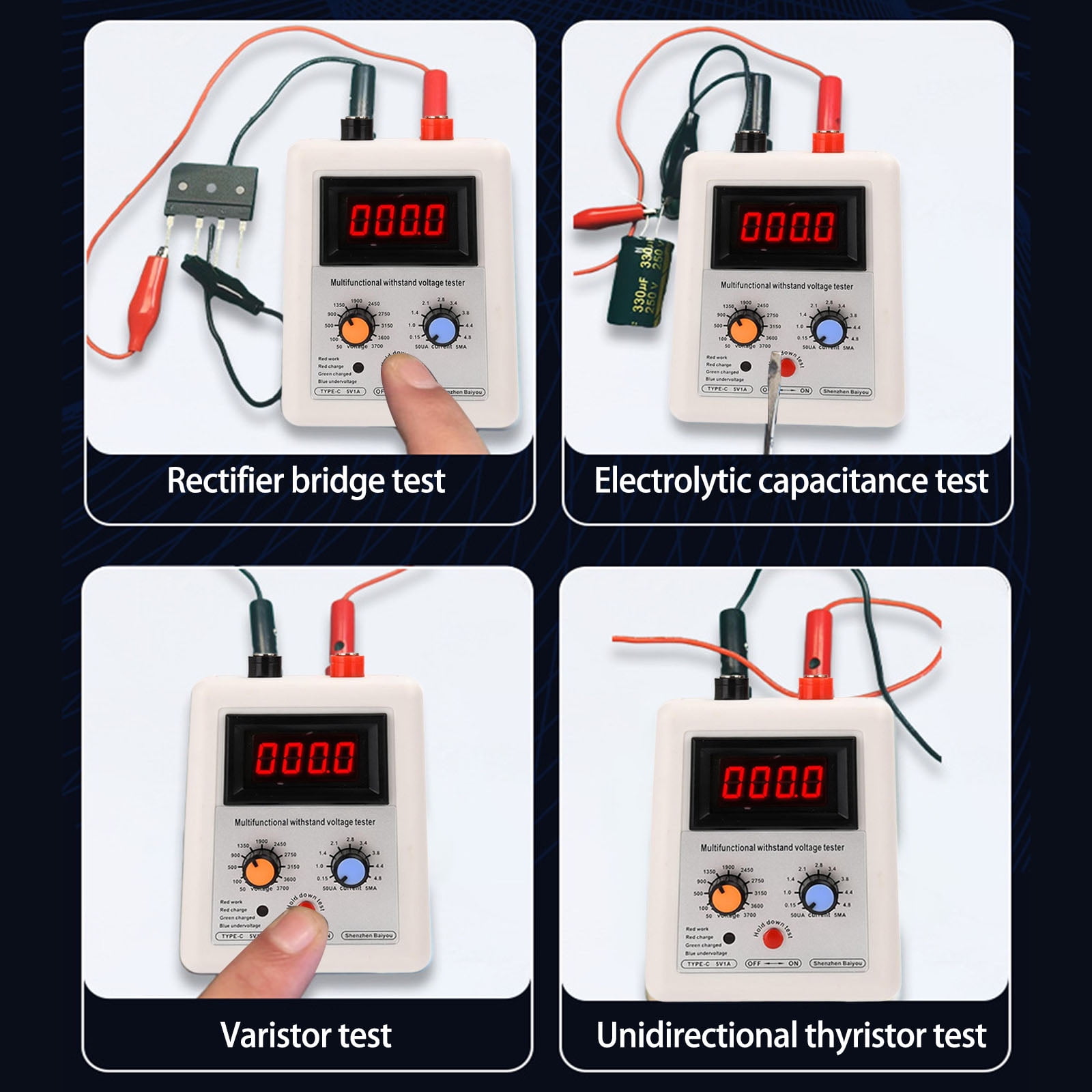 BIBABLYKE 50-3700V Withstand Voltage Tester IGBT Transistor Tester Diode Triode Voltage Capability Meter Multifunction Meter