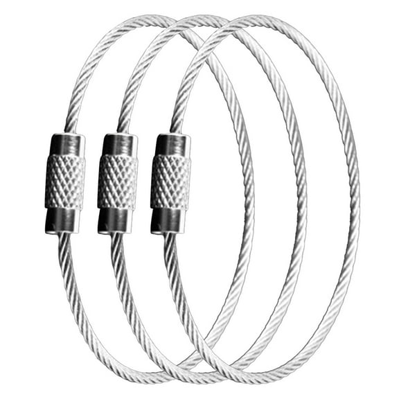 OULII Heavy Duty Keychain, Stainless Steel Wire, Easy to Lock for Keys, 3Pcs
