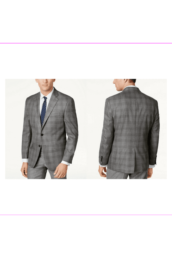 Men's Classic-Fit Gray Plaid Ultraflex Sport Coat, 40 L,$295