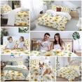 thumbnail image 6 of Summer Sunflowers Bedding 3 Piece Duvet Cover Set California King, Watercolor Botanical Floral Leaves Soft Microfiber Comforter Cover with Zipper Closure & Pillowcases, FadeResistant Quilt Cover, 6 of 9